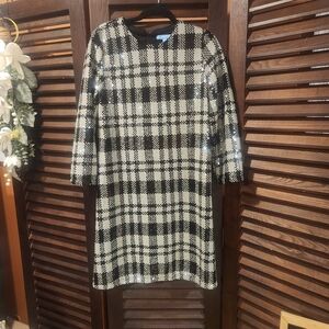 Draper James Black and White Checkered Sequin Dress